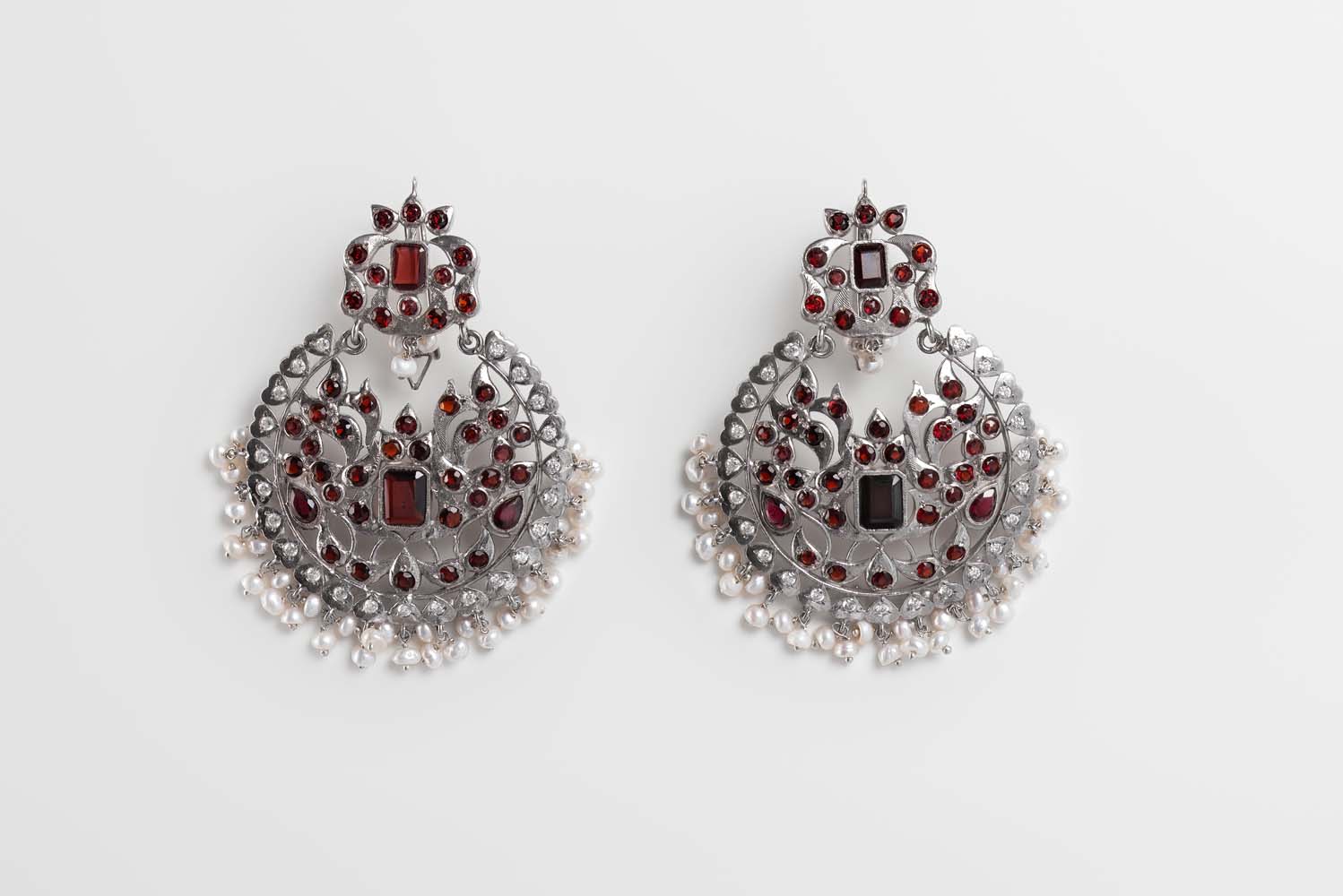 Indus Valley Garnet & Pearl Jhumka Earrings image 2