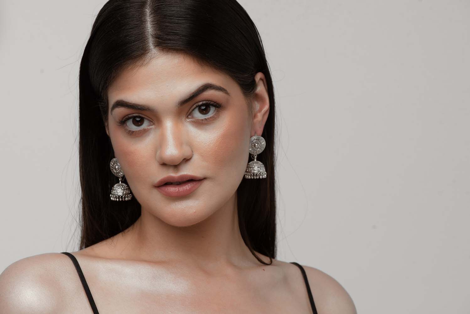 Indus Valley Traditional Silver Jhumka Earrings image 4