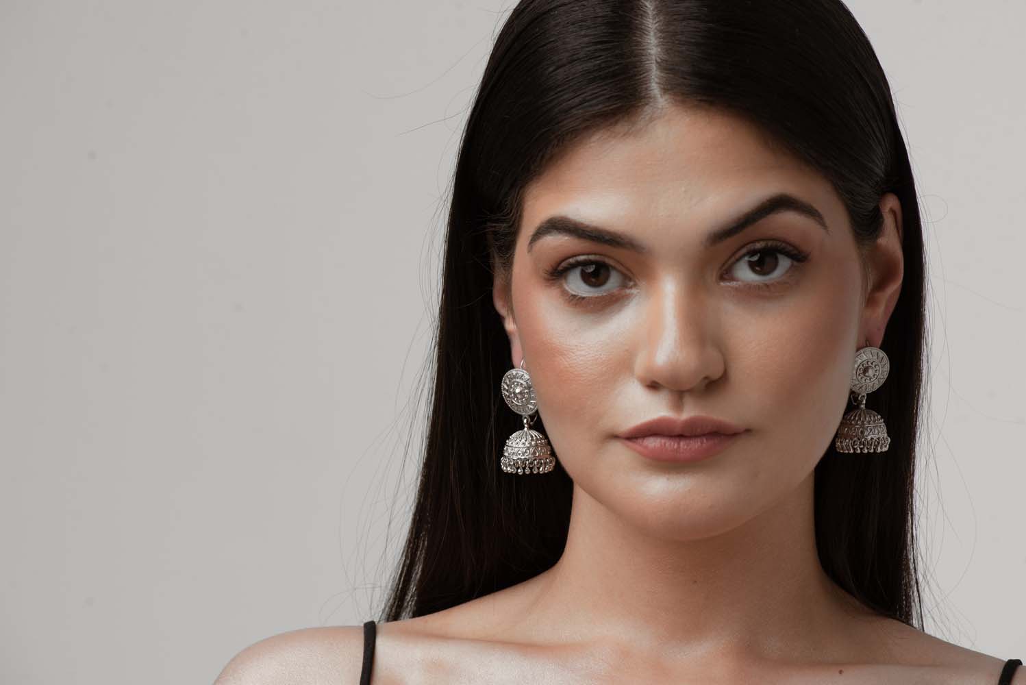 Indus Valley Traditional Silver Jhumka Earrings image 5