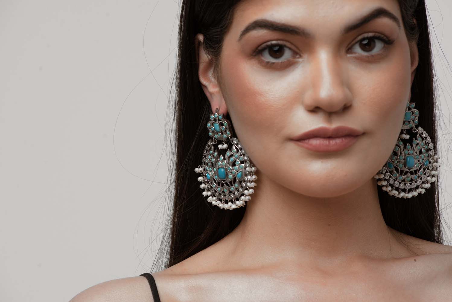 Indus Valley Turquoise & Pearl Jhumka Earrings image 5