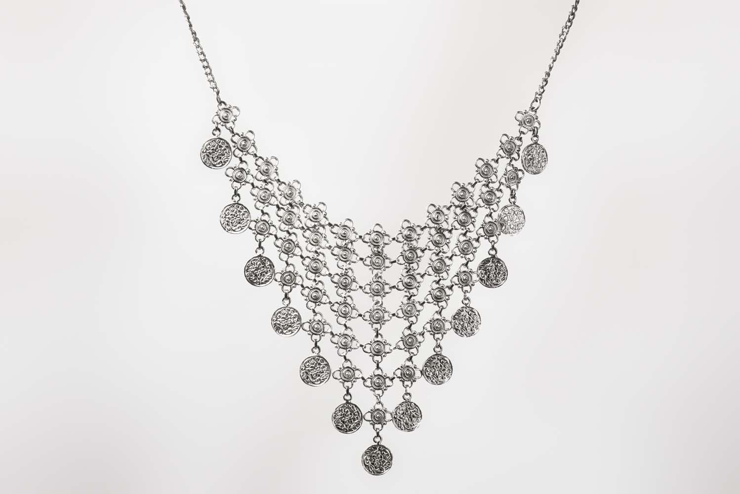Signature Silver Coins Bib Necklace image 1