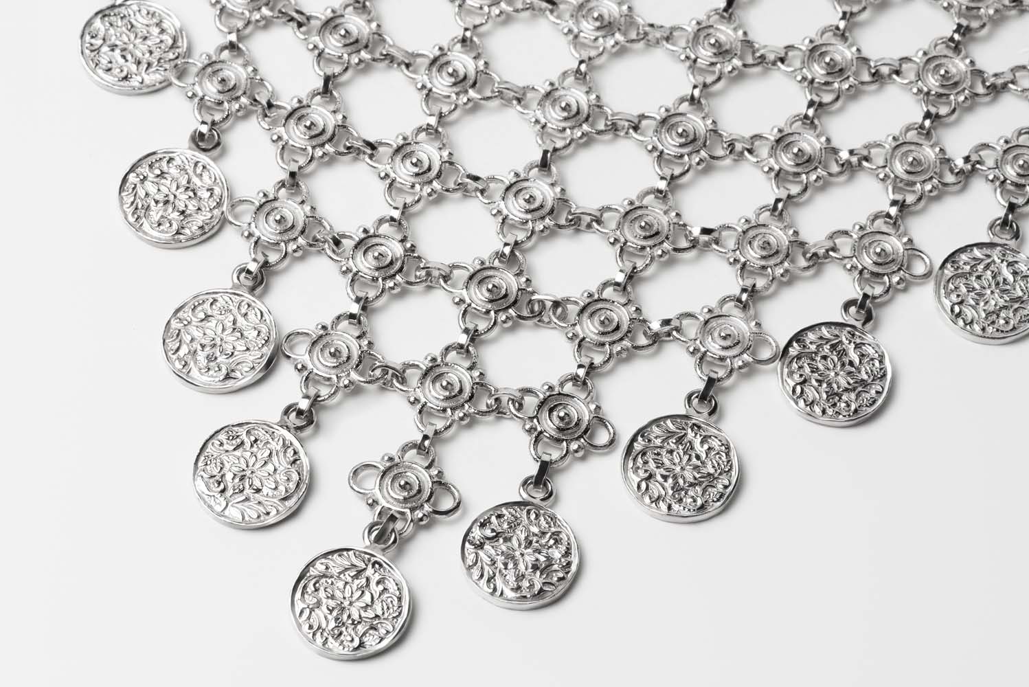 Signature Silver Coins Bib Necklace image 2