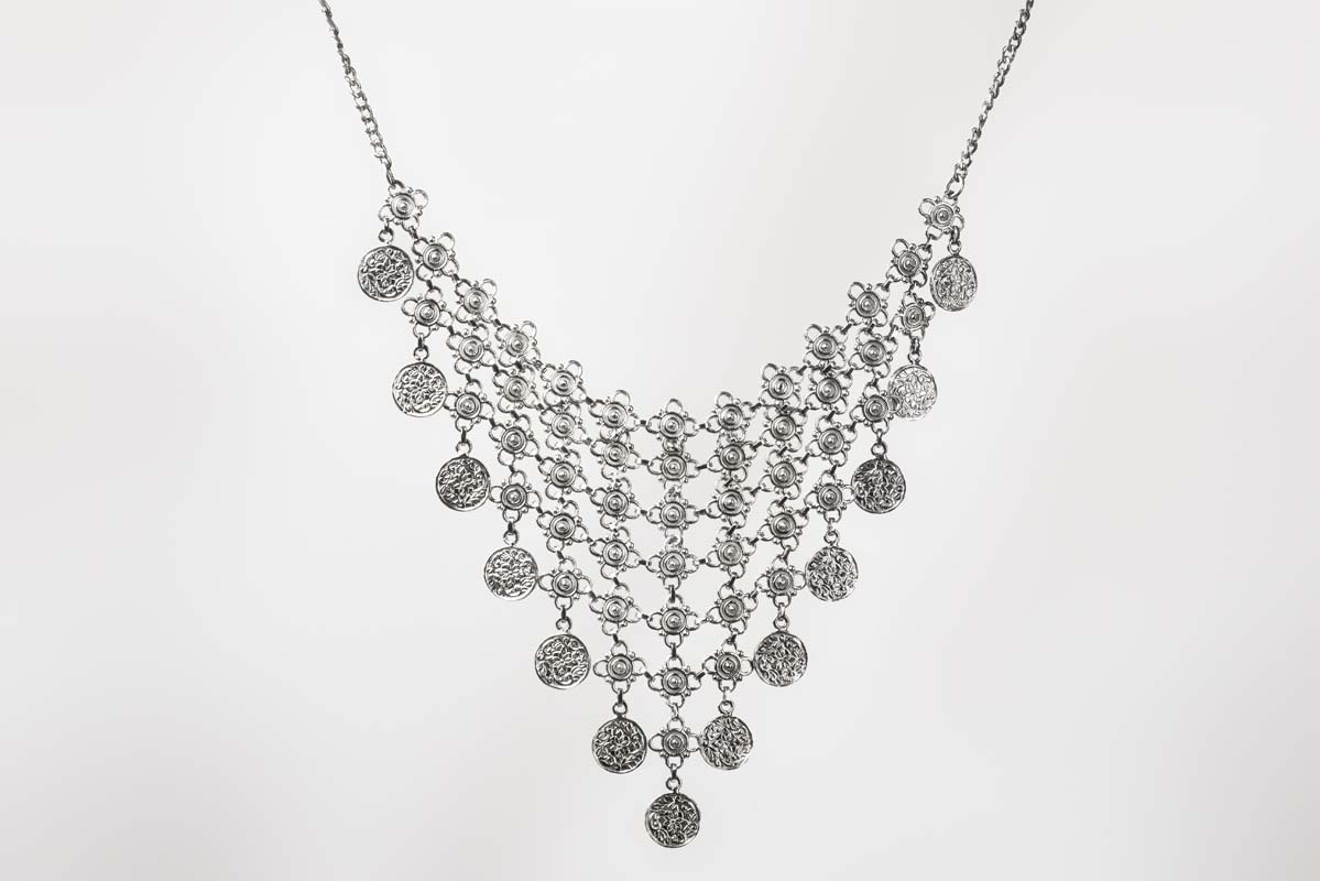 Signature Silver Coins Bib Necklace