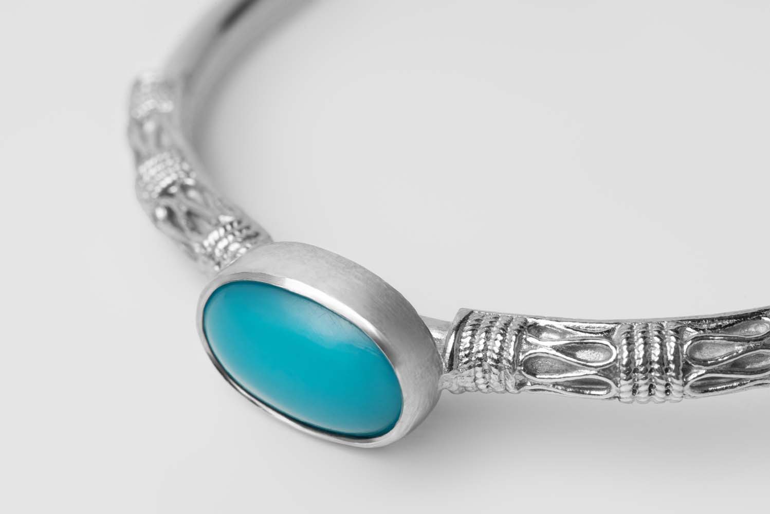 Signature Silver & Turquoise Stone Bangle image 2