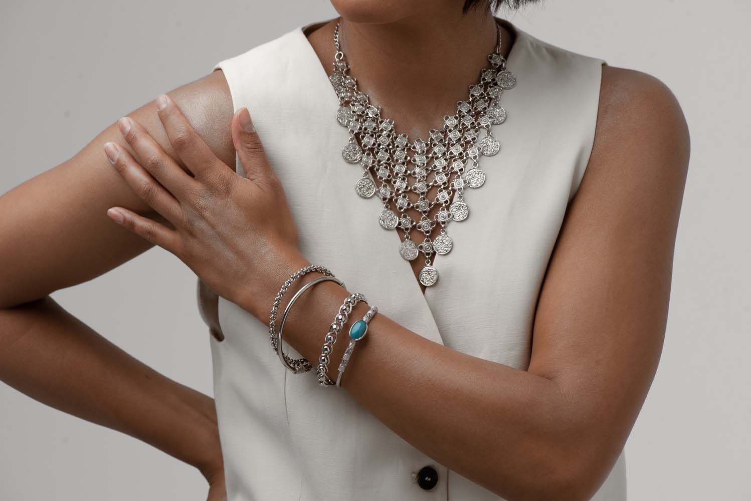 Signature Silver & Turquoise Stone Bangle image 4