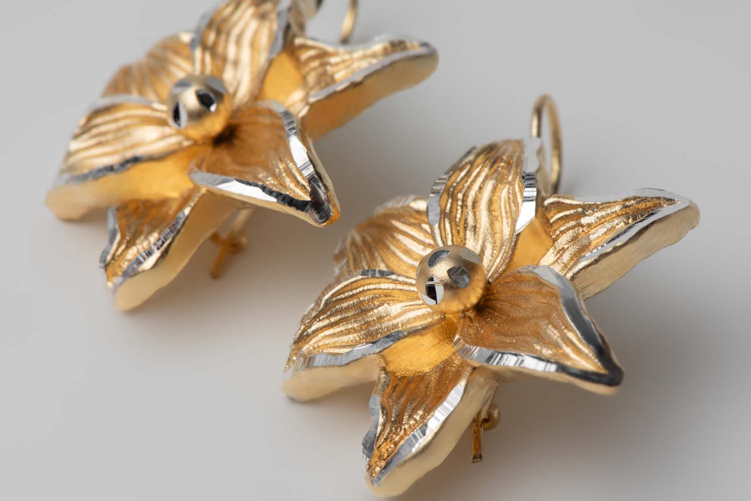 Italian Flower Earrings (Yellow Gold) image 2