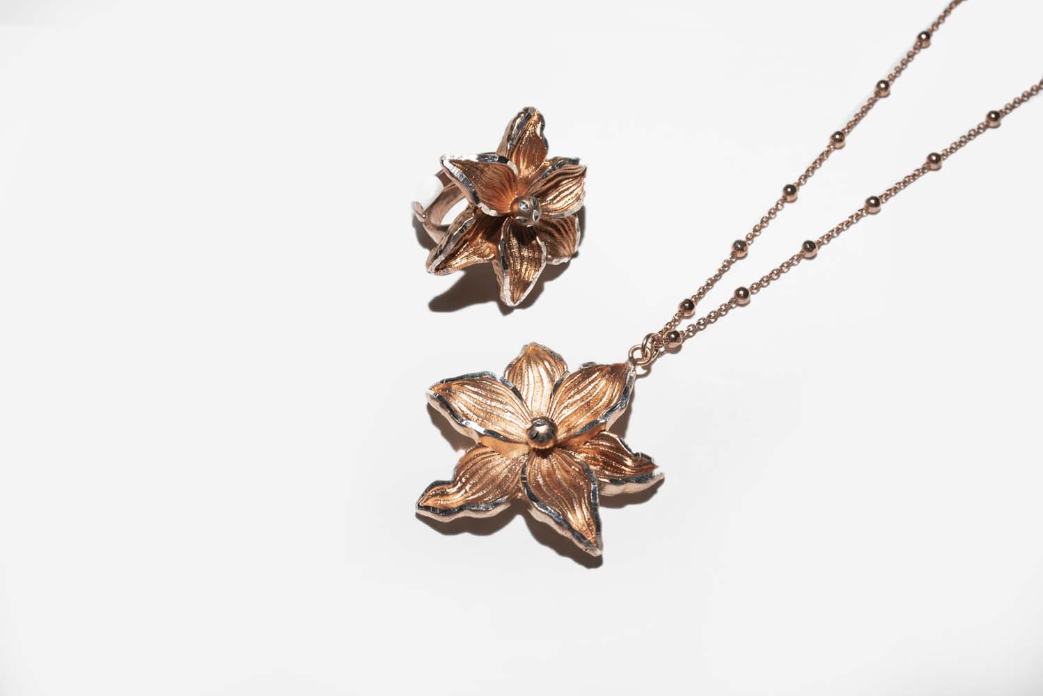 Italian Flower Pendant with Chain (Rose Gold) image 2