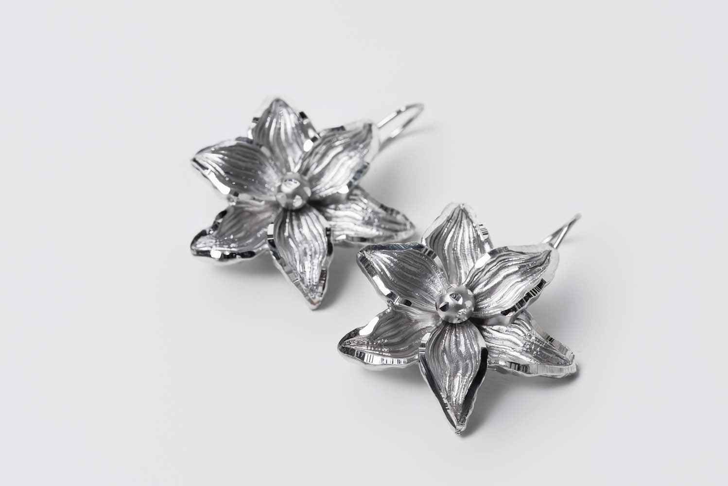 Italian Flower Earrings (Silver) image 1