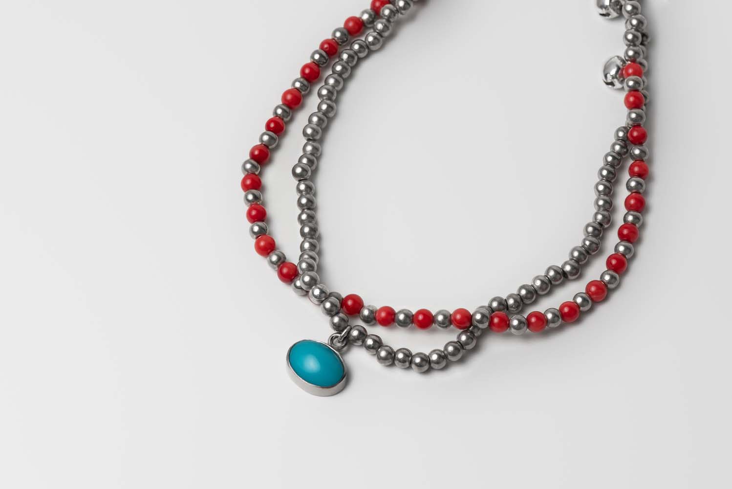 Signature Coral Double Anklet -Turquoise stone image 2