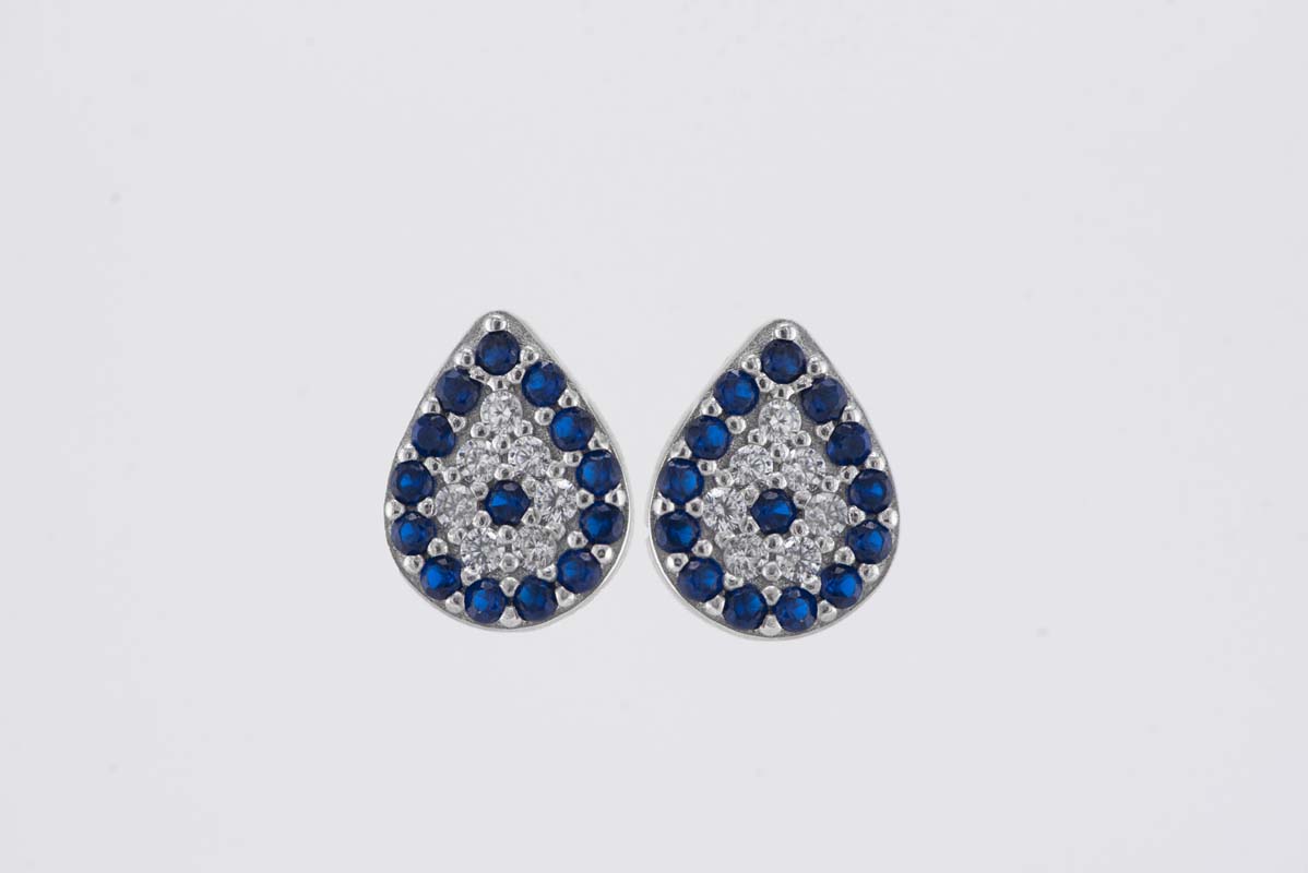 Evil Eye Mini Teardrop Stud Earrings