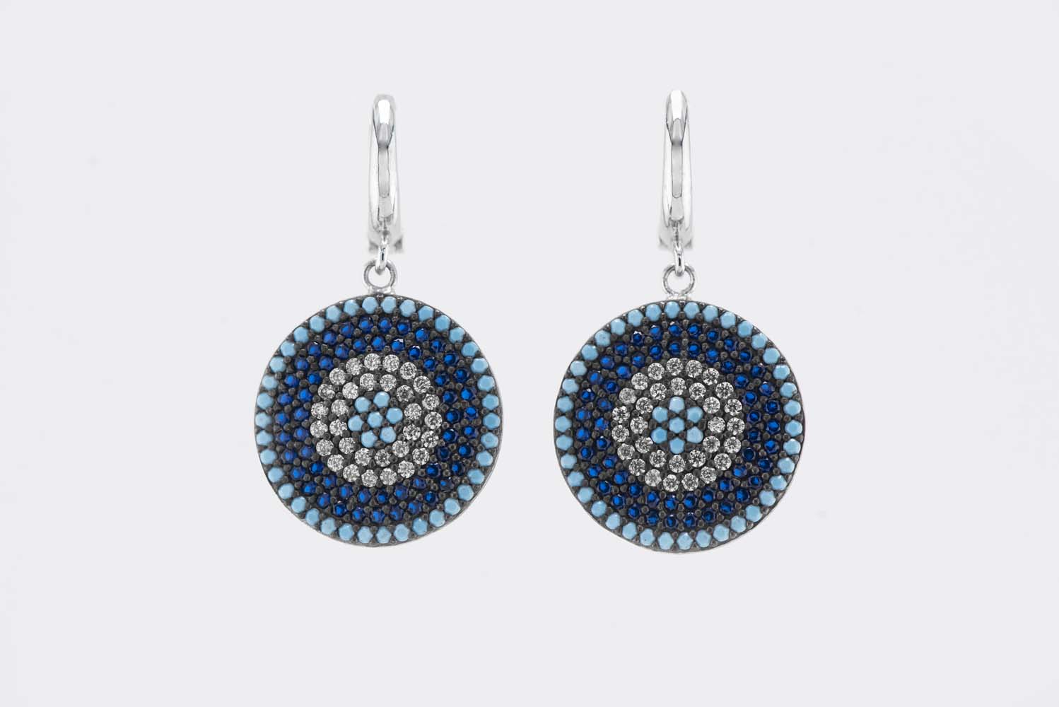 Evil Eye Round Drop Earrings