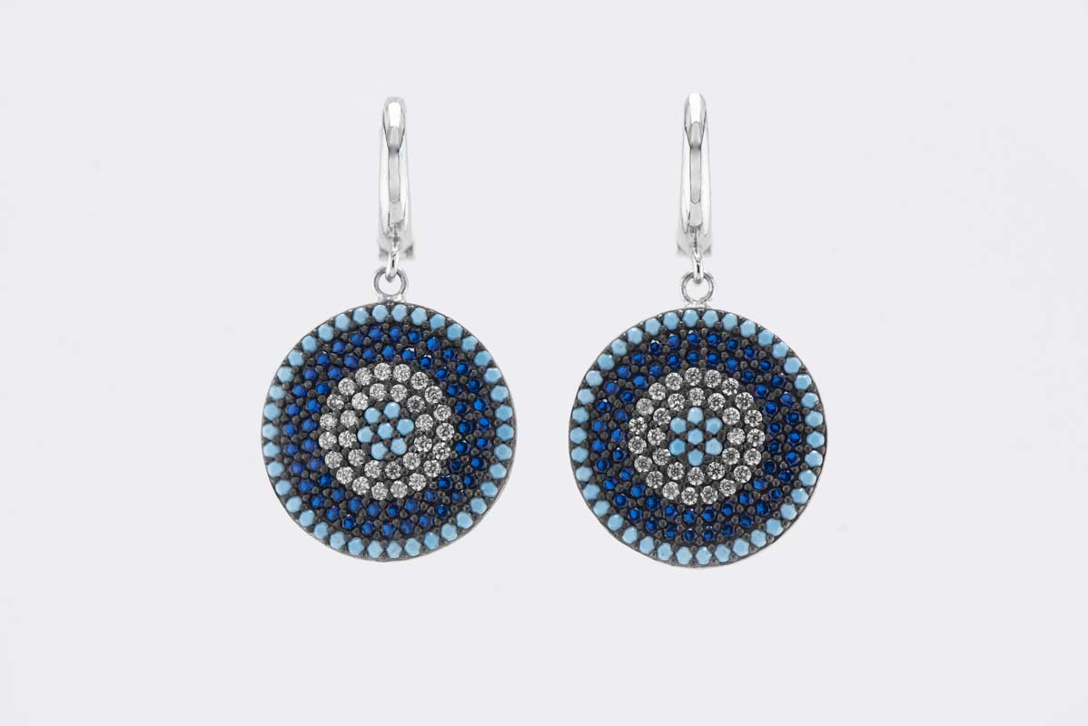 Evil Eye Round Drop Earrings