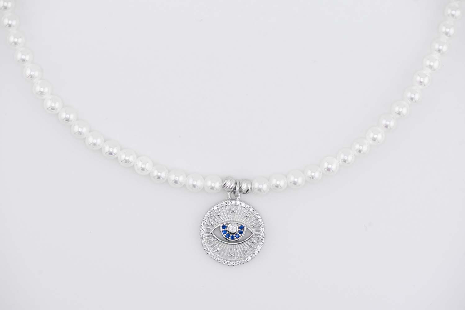 Evil Eye Pearl Choker Ncklace