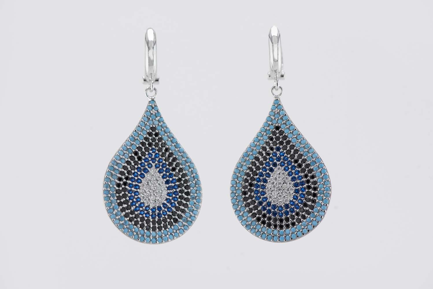 Evil Eye Tear Drop Earrings