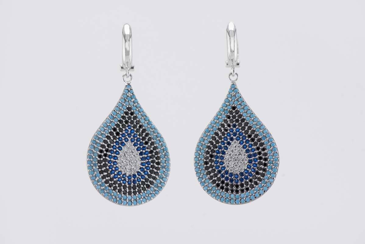Evil Eye Tear Drop Earrings