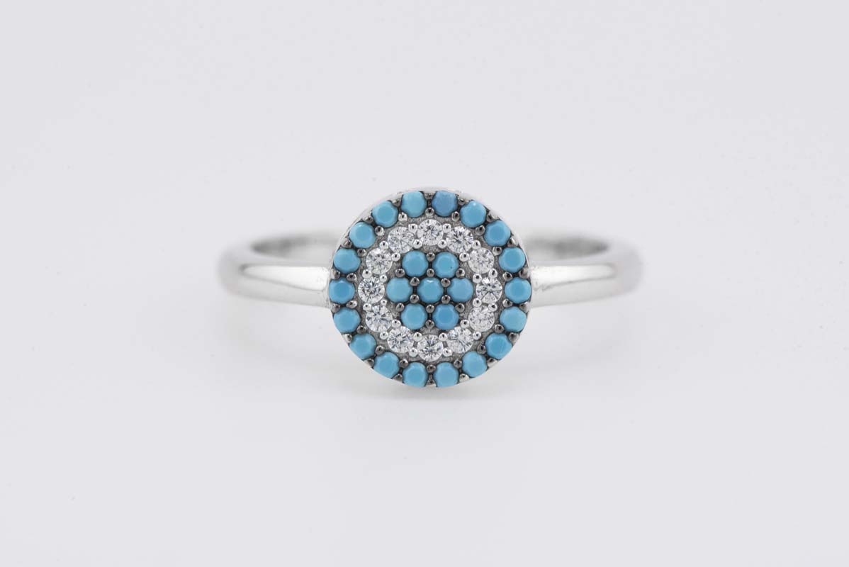 Evil Eye Circle Turquoise Ring